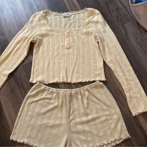 Pink Rose Light Yellow Women's Pajama Set